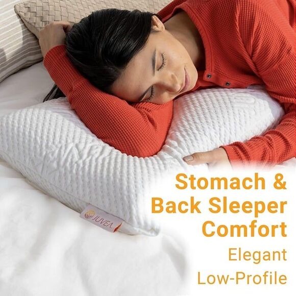 Natural Solid Core Latex Pillow Low Profile Latex Pillow Cotton Cover Oeko-Tex Q - Picture 5 of 12